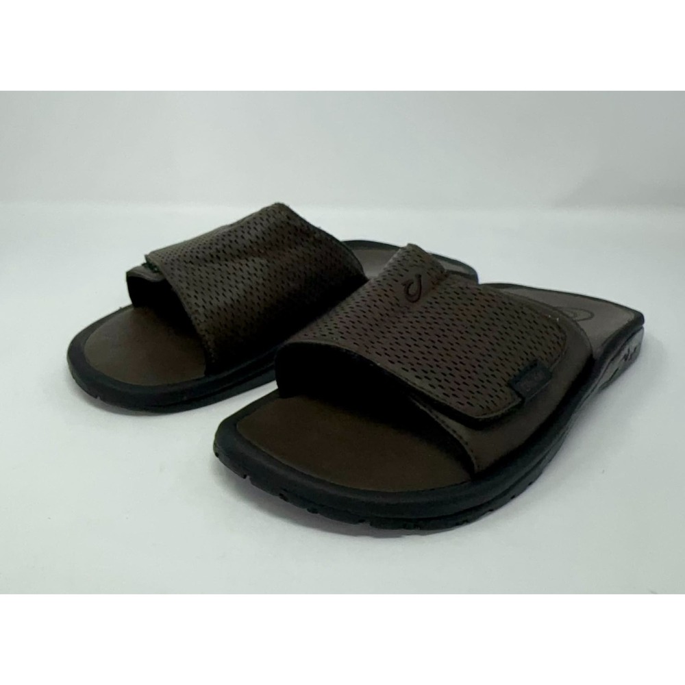 Olukai Kekoa Slide Sandals Men's Size 9 Dark Java Adjustable Beach Comfort Water